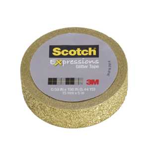 Expressions Glitter Tape, .59" x 196", Gold Glitter