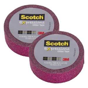 Expressions Glitter Tape, .59" x 196", Hot Pink, Pack of 2