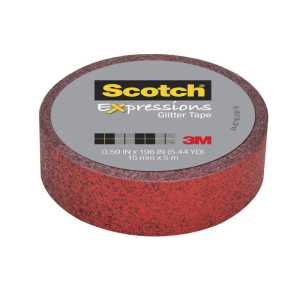 Expressions Glitter Tape, .59" x 196", Red Glitter