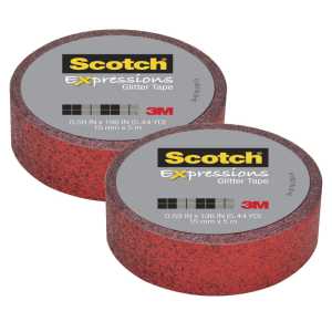 Expressions Glitter Tape, .59" x 196", Red Glitter, Pack of 2
