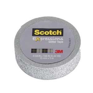 Expressions Glitter Tape, .59" x 196", Silver Glitter