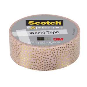 Expressions Washi Tape, .59" x 275", Speckled Gold Pastel Pink