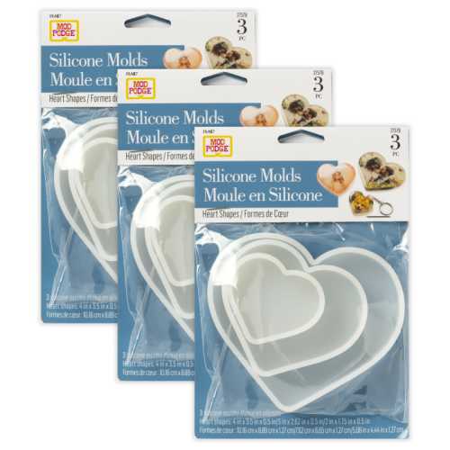Silicone Resin Mold, Hearts, 3 Per Set, 3 Sets