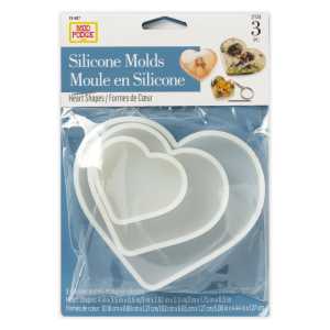 Silicone Resin Mold, Hearts, 3-Piece