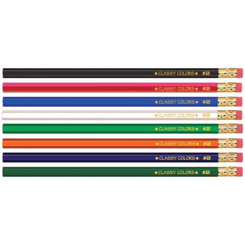 No. 2 Wood Case Hex Pencil, Assorted Colors, Pack of 12