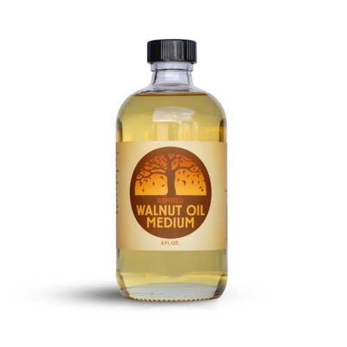 Refined Walnut Oil Medium, 8 oz Glass Bottle