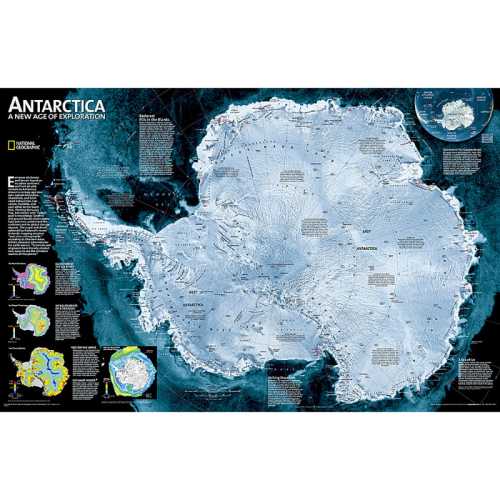 Antarctica Satellite Map, Laminated, 31.25