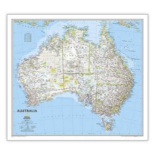 Australia Classic Map, Laminated, 30.25
