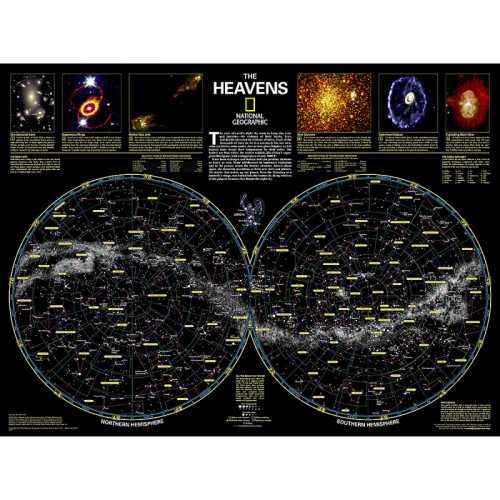 The Heavens Map, Laminated, 30.5