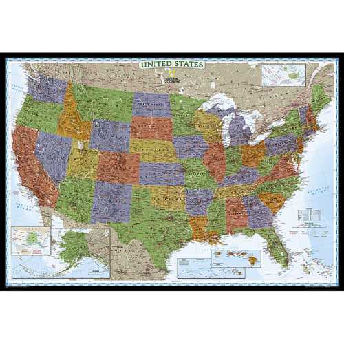 United States Decorator Map, Enlarged and Laminated, 43.5