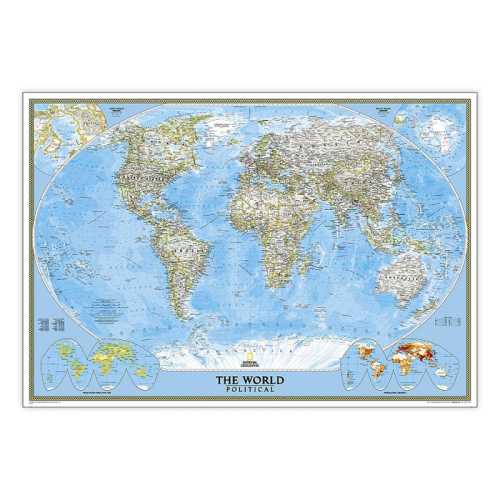 World Classic Map, Enlarged and Laminated, 69.25