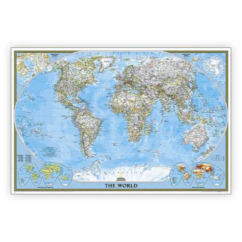 World Classic Map, Poster Size and Laminated, 36