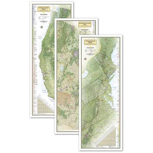 Triple Crown of Hiking Map, In Gift Box, 18 x 48