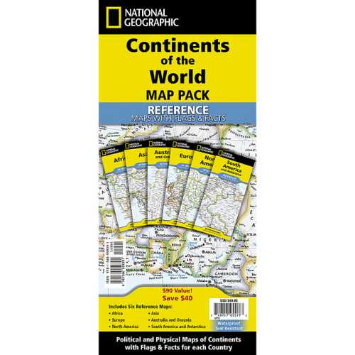 Continents of the World Flags and Facts, folded, Map Pack Bundle, Folded: 4.25