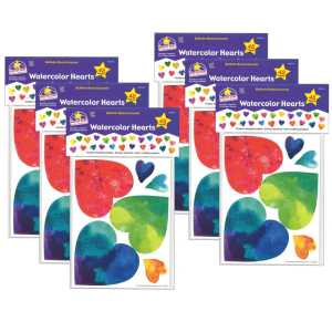 Watercolor Hearts Bulletin Board Accents, 48 Per Pack, 6 Packs