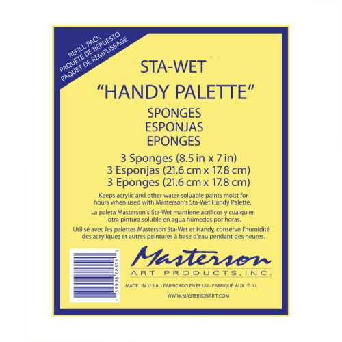 Sta-Wet&reg; Handy Palette Sponge Refills, 8.5x7 in, Set of 3