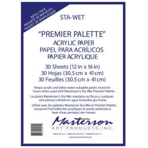 Sta-Wet&reg; Premier Palette Acrylic Paper Refill Pack, 12x16 in, Set of 30
