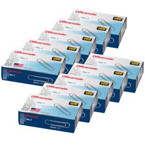 Paper Clips, #1 Gem, 100 Per Box, 10 Boxes