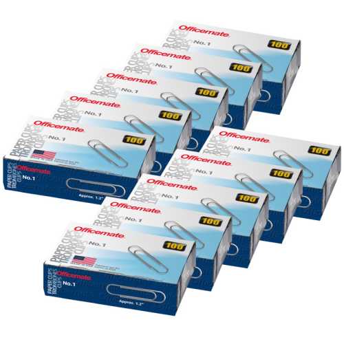 Paper Clips, #1 Gem, 100 Per Box, 10 Boxes