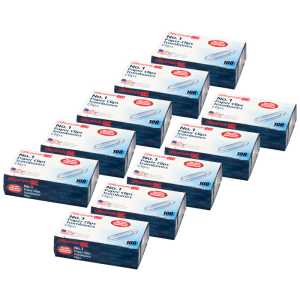 Paper Clips, #1 Non-Skid, 100 Per Box, 10 Boxes