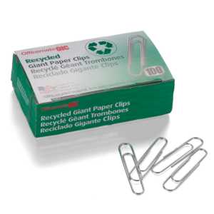 Recycled Paper Clips, Giant Gem, 100/Box