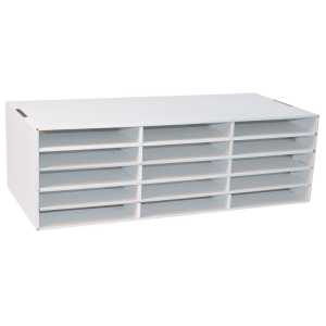 9" x 12" Construction Paper Storage, 15-Slot, White, 9-3/8"H x 29-1/4"W x 12-7/8"D