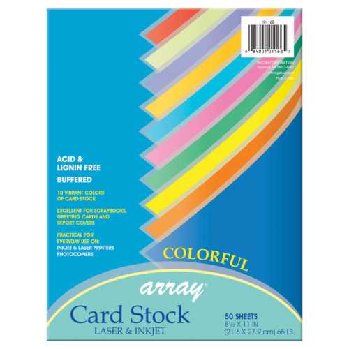 Colorful Card Stock, 10 Assorted Colors, 8-1/2