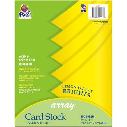 Card Stock, Lemon Yellow, 8-1/2