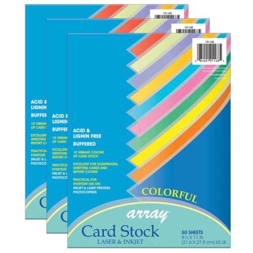 Colorful Card Stock, 10 Assorted Colors, 8-1/2