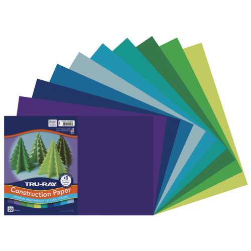 Construction Paper, Heavyweight, Cool Assorted, 12