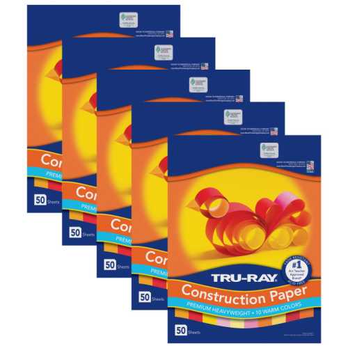 Construction Paper, Heavyweight, Warm Assorted, 9