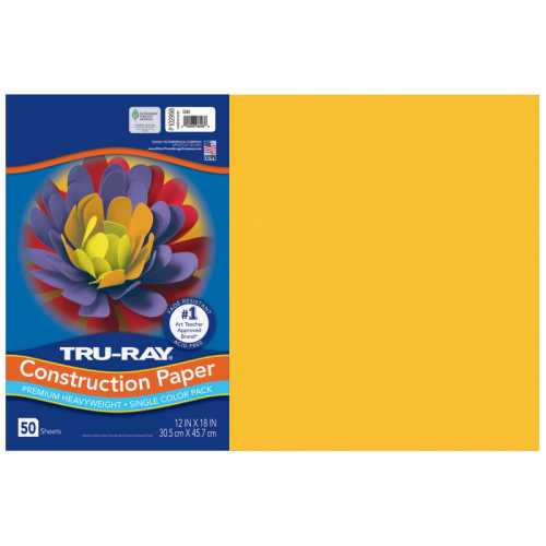 Construction Paper, Heavyweight, Gold, 12