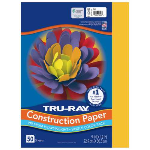 Construction Paper, Heavyweight, Gold, 9