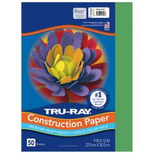 Construction Paper, Heavyweight, Holiday Green, 9" x 12", 50 Sheets