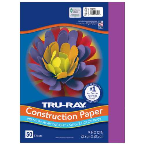 Construction Paper, Heavyweight, Magenta, 9