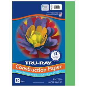 Construction Paper, Heavyweight, Festive Green, 9" x 12", 50 Sheets