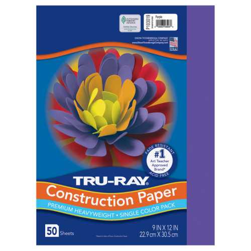 Construction Paper, Heavyweight, Purple, 9