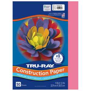 Construction Paper, Heavyweight, Shocking Pink, 9" x 12", 50 Sheets