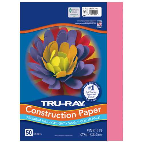 Construction Paper, Heavyweight, Shocking Pink, 9