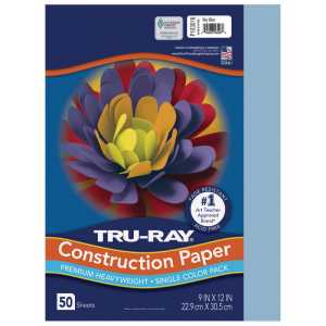 Construction Paper, Heavyweight, Sky Blue, 9" x 12", 50 Sheets