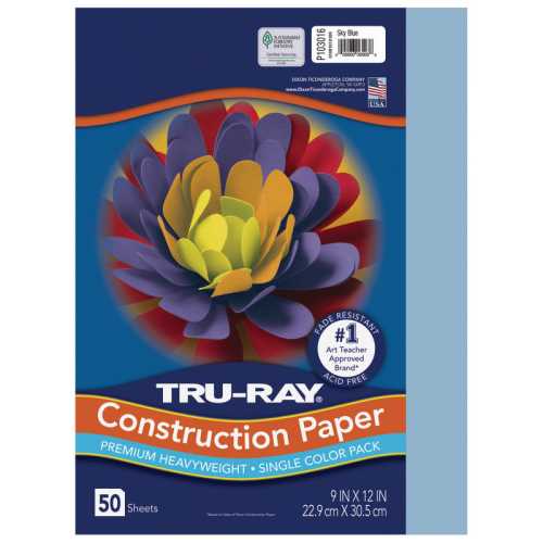 Construction Paper, Heavyweight, Sky Blue, 9