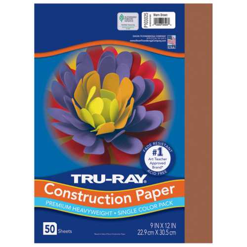 Construction Paper, Heavyweight, Warm Brown, 9