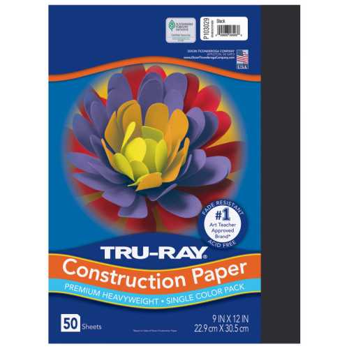 Construction Paper, Heavyweight, Black, 9