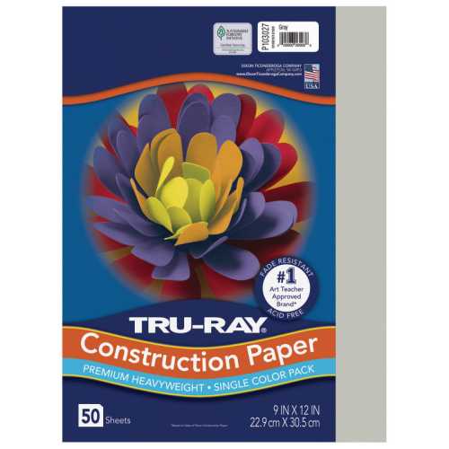 Construction Paper, Heavyweight, Gray, 9