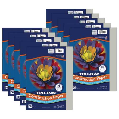 Construction Paper, Heavyweight, Gray, 9