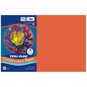 Construction Paper, Heavyweight, Orange, 12" x 18", 50 Sheets