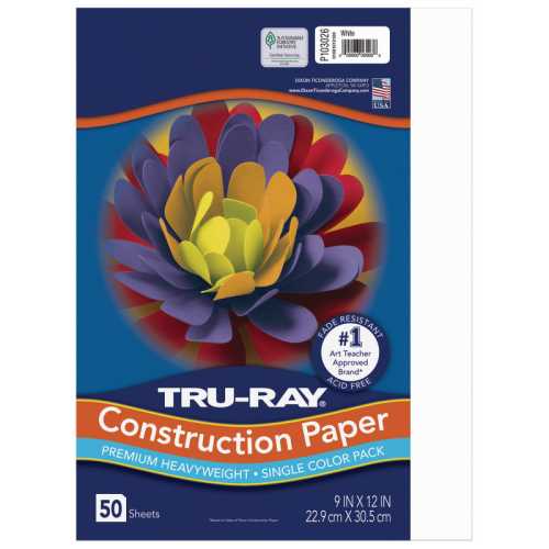 Construction Paper, Heavyweight, White, 9