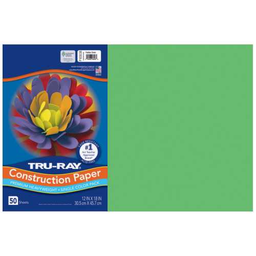 Construction Paper, Heavyweight, Festive Green, 12