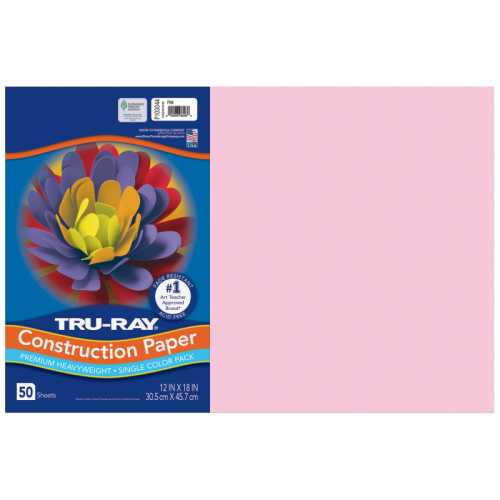 Construction Paper, Heavyweight, Pink, 12