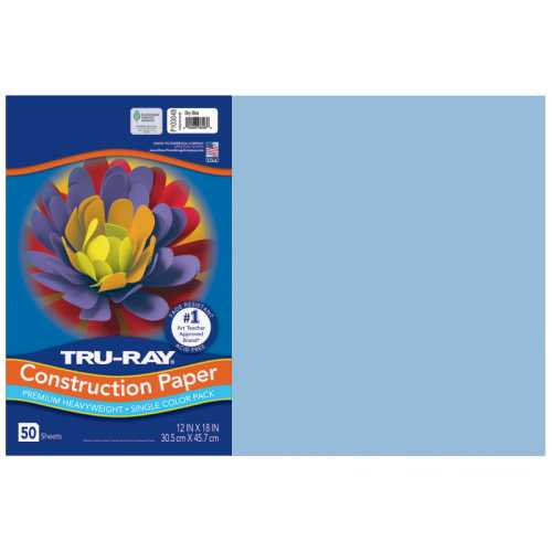 Construction Paper, Heavyweight, Sky Blue, 12